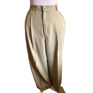 NWT Fundamental Things Petites Beige Pleated Herringbone Trousers Size 12 Petite